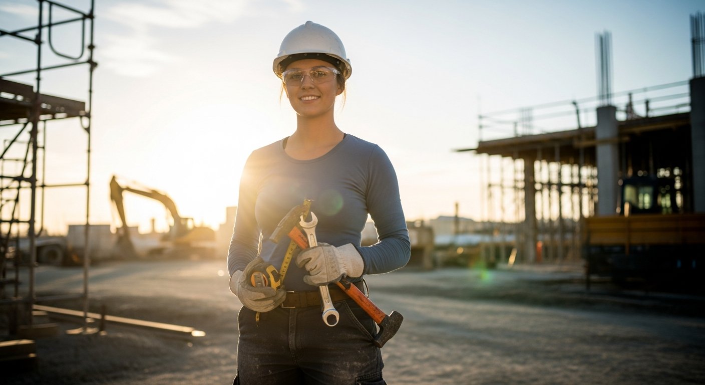 Confident construction worker in safety vest